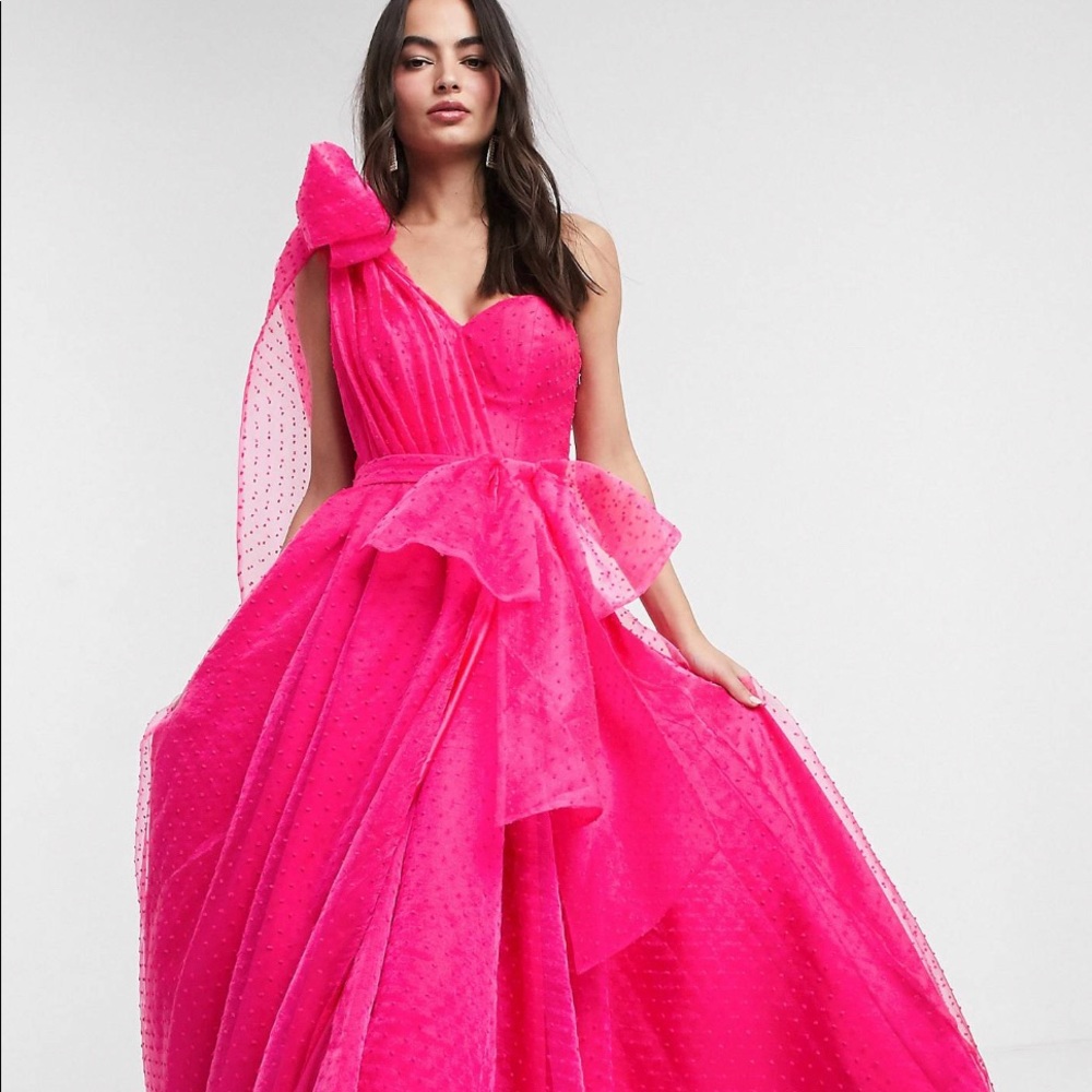 Bariano full prom one shoulder dress